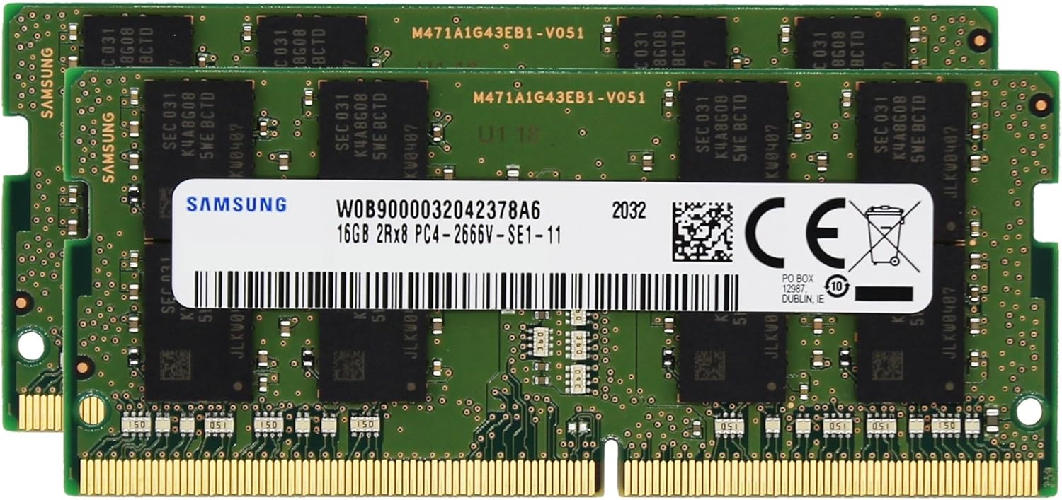 Samsung 32GB (2x16GB) DDR4 2666MHz PC4-21300 SODIMM 2Rx8 CL19 1.2v 260-PIN Laptop Notebook Memory RAM Module Upgrade M471A2K43CB1-CTD