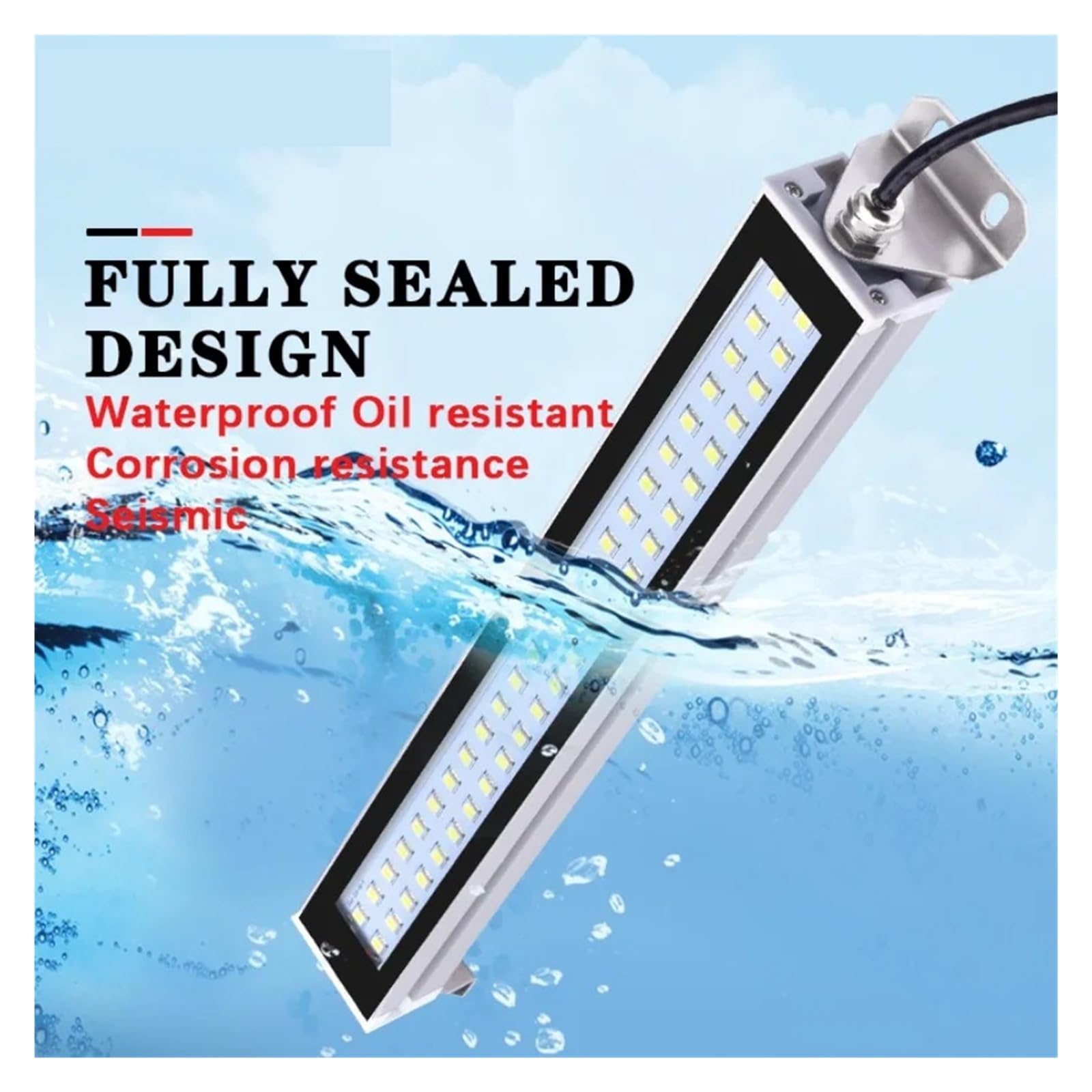 Lampe de travail LED 24-230 V for machine-outil, étanche à l'huile, éclairage de tour CNC, lampes LED en alliage d'aluminium pour atelier/garage(L53cm-Cool white,AC110-230v)