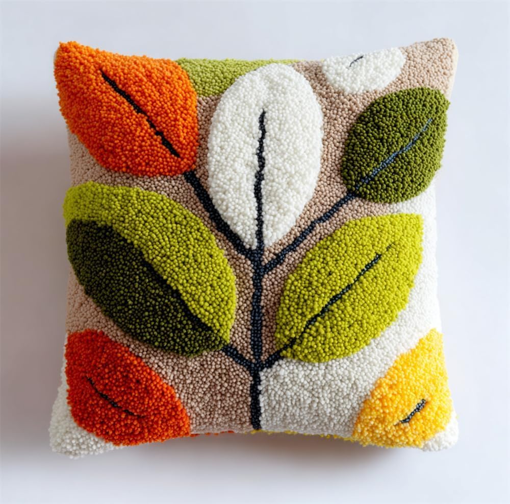FWRTYCB Latch Hook Kits for Adults,Leaves Pillow Sofa Cushion