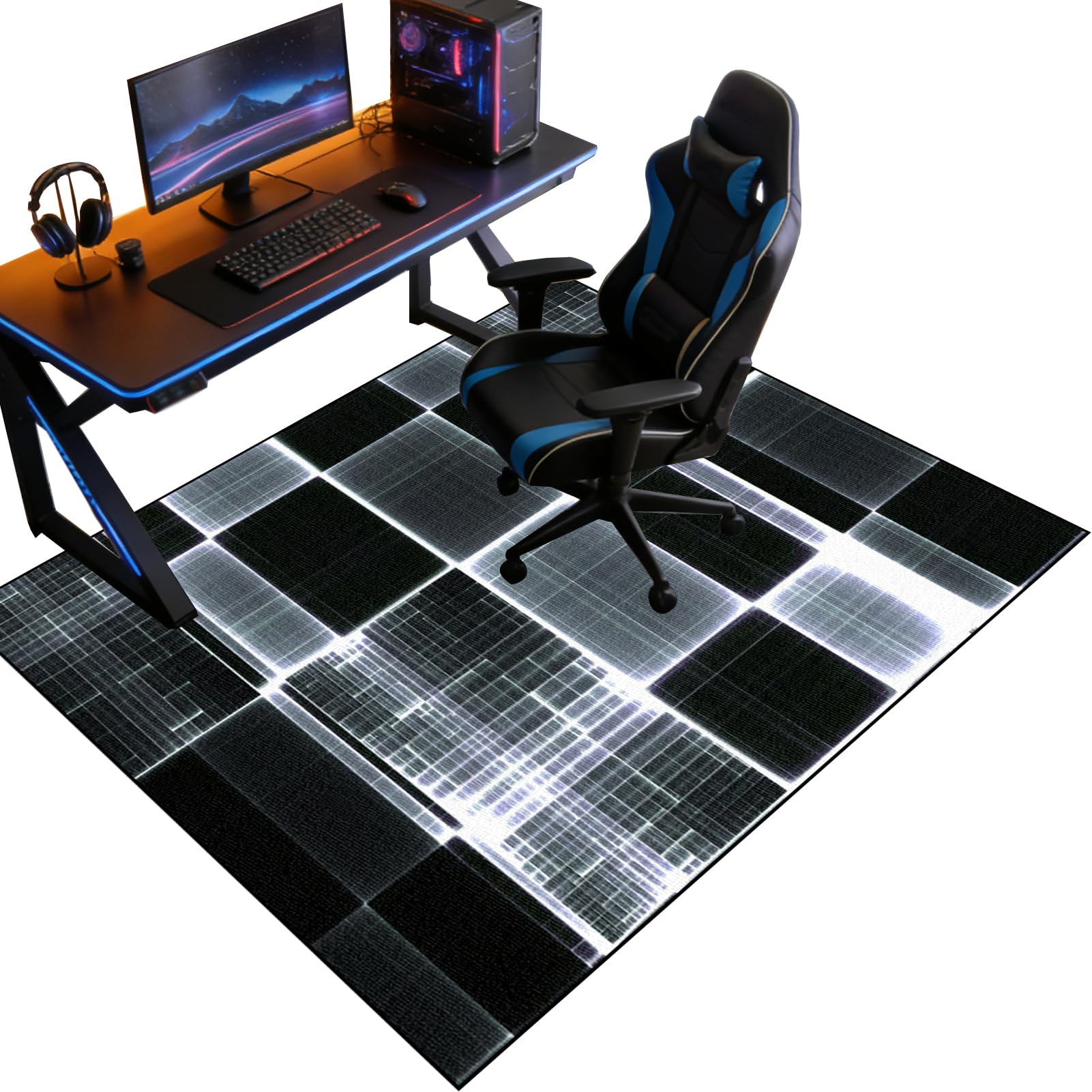 Tapis Gaming Sol pour Sols durs, Tapis Chaise de Bureau, Tapis Chaise Gaming Antidérapant Tapis pour Fauteuil, Protège Sol Protection Sol Gamer Bureau Gaming pour Salon, Chambre, Bureau 180 x 200 cm