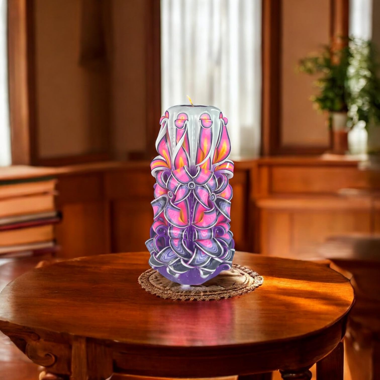 Candela di Design Fatta a Mano, Candela Decorativa Inodore Ø9.5 x h22 cm, Candela Cilindrica a Combustione Lunga 126 ore, Stoppini in Cotone Senza Fumo, Decorazione Domestica Ideale e Regalo Versatile