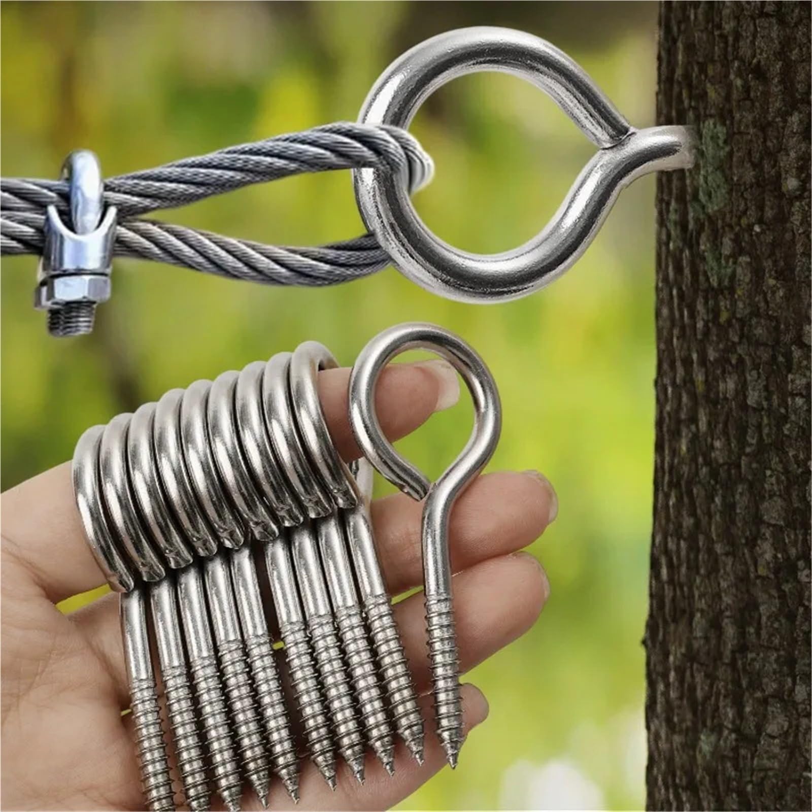 Crochet A Visser Grandes vis à œil en acier inoxydable, robuste, boulon crochet, oeillet autotaraudeur, suspension solide(M6x80,20PCS)