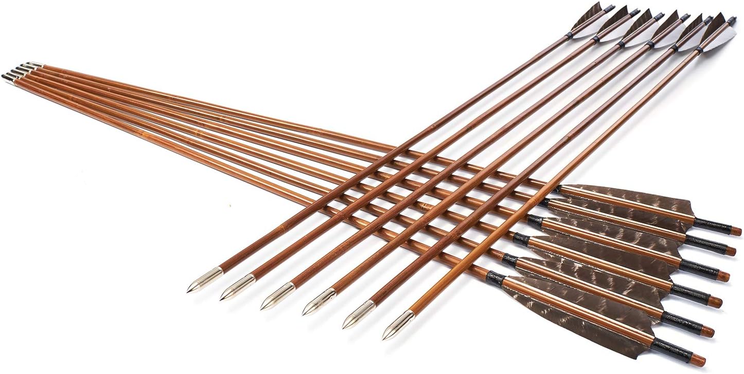 KAINOKAI 31Inch Traditional Hunting Arrows,Wooden Arrows Bamboo Arrows with Armor Piercing Broadheads,Archery Target Arrows