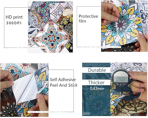 Miniatura 7 de Adhesivo grueso para azulejos de despegar y pegar, pegar en azulejos de pared para cocina, azulejos de pared, calcomanías de baño, vinilo