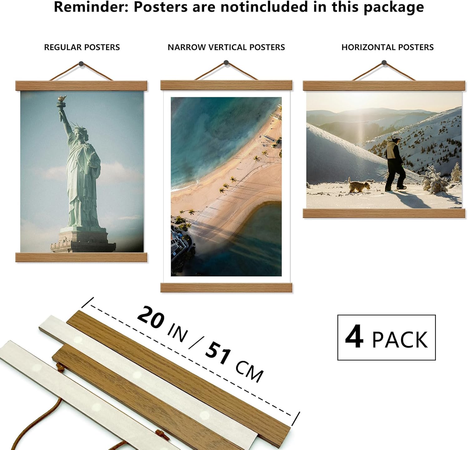 4 Pack Magnetic Picture Frames - 20x24 20x28 20x30 Poster Frame Hanger for Photo Picutre Canvas Artwork Art Print Wall Hanging