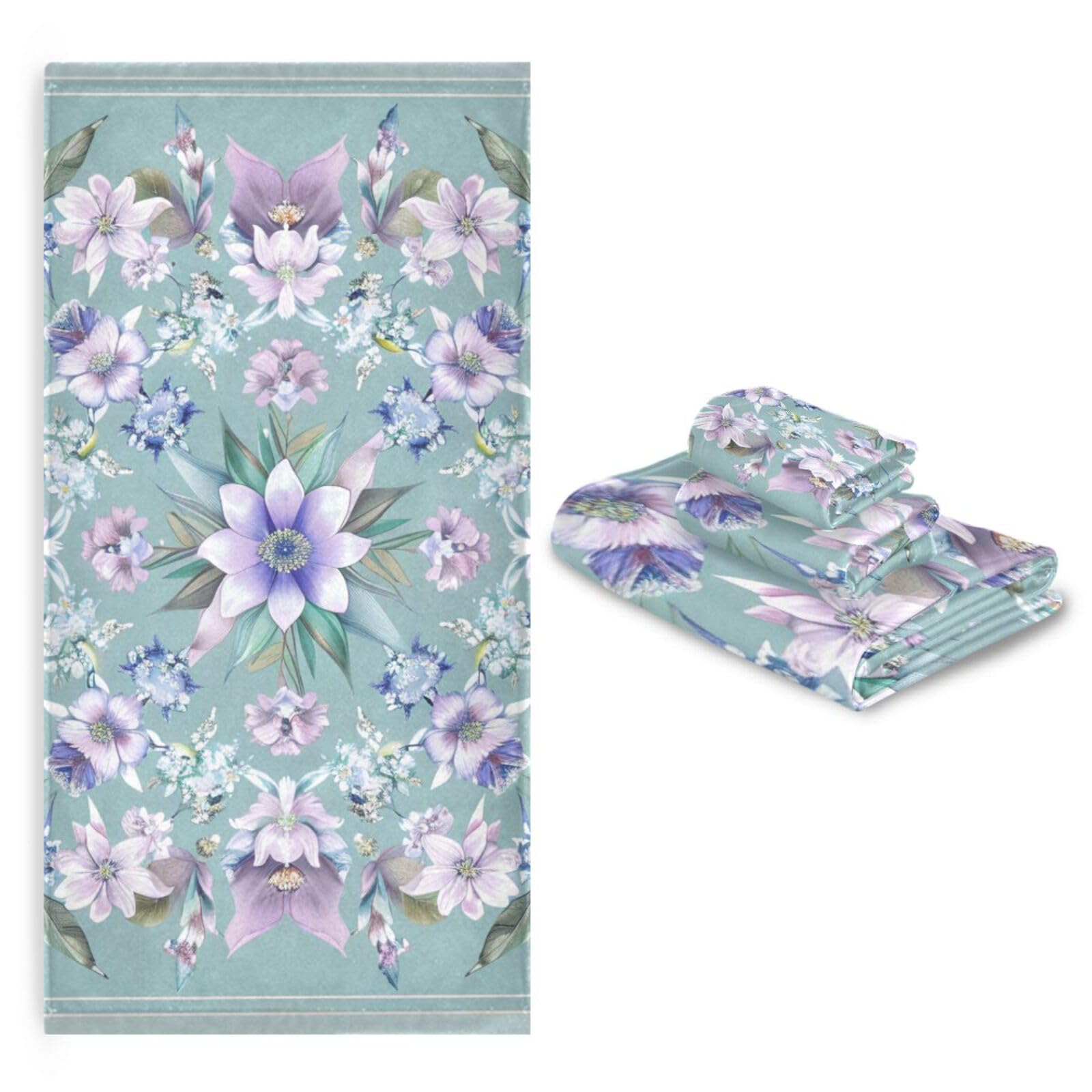 Foget Me Not Flower - Set di 3 asciugamani per il viso ad asciugatura rapida, 1 asciugamano da bagno, 1 asciugamano per le mani, 1 panno per yoga, bagno e cucina