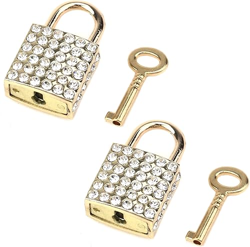 Candado decorativo cuadrado pequeño de aleación de zinc, 2 piezas, cerradura decorativa brillante con llave para gabinete de equipaje, bolso, joyero