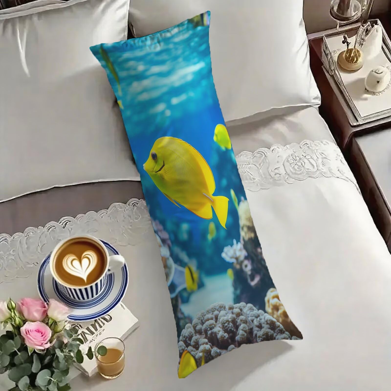 Taie d'oreiller 60x180 bleu pour un sommeil de grossesse apaisant