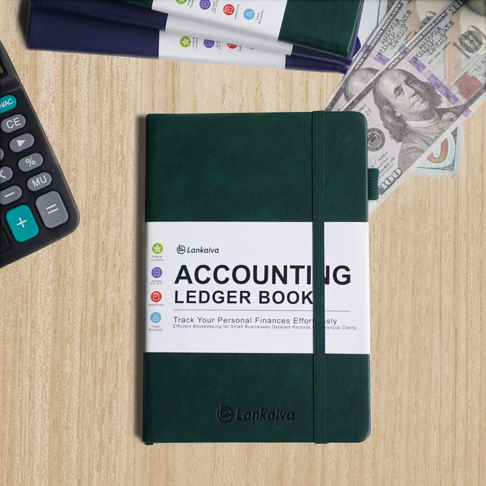 Libro de contabilidad – Libro de contabilidad para contabilidad personal y de pequeñas empresas, cuaderno de seguimiento de gastos para gastos, depósitos y saldos, libro de registro A5 para artículos