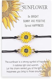 Jeka Handmade Sunflower Boho Bracelet Friendship Jewelry for Women Girl 2 Set, adjustable, Nylon
