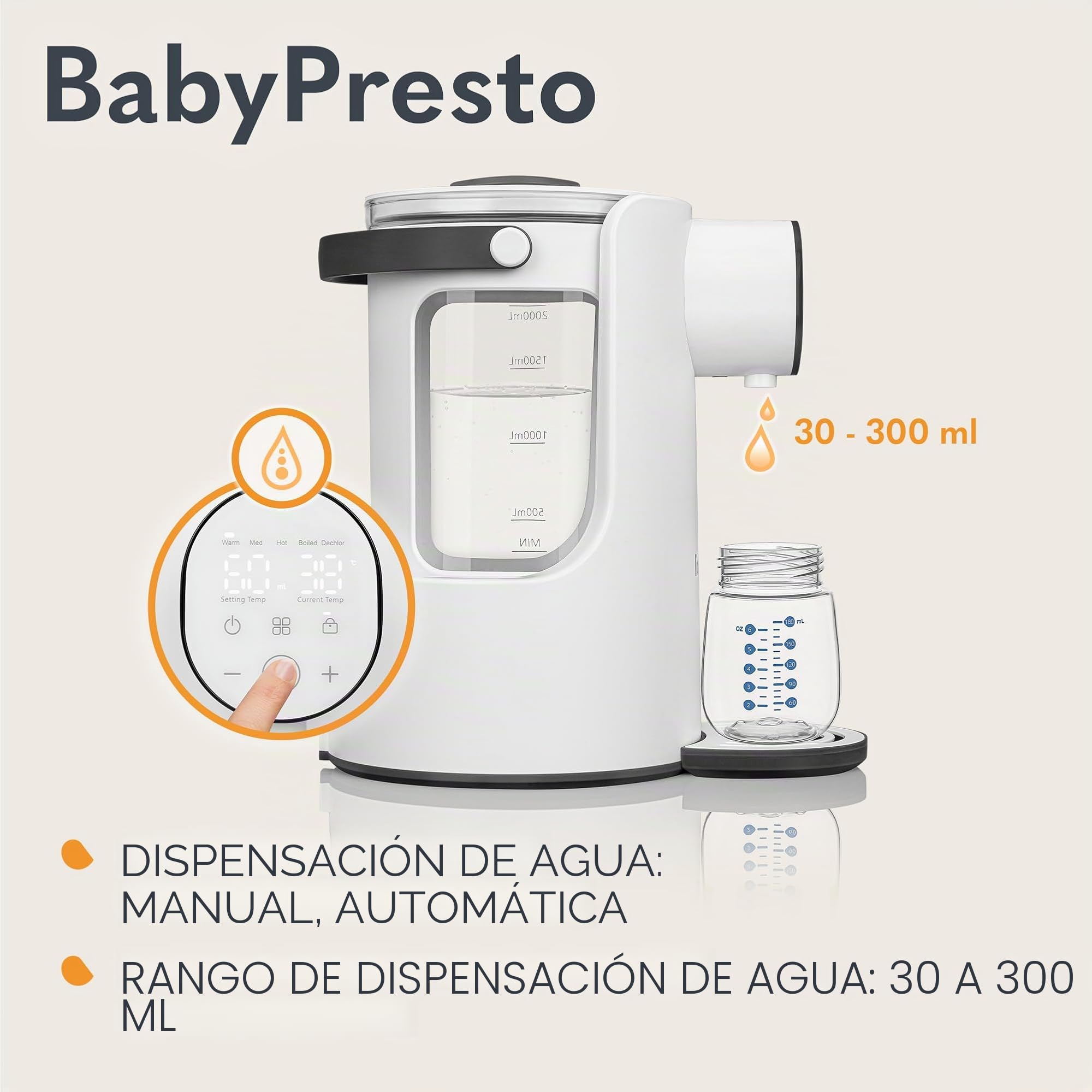 Lionelo BabyPresto Avanzado Máquina de Leche, Tanque de Cristal 2 l