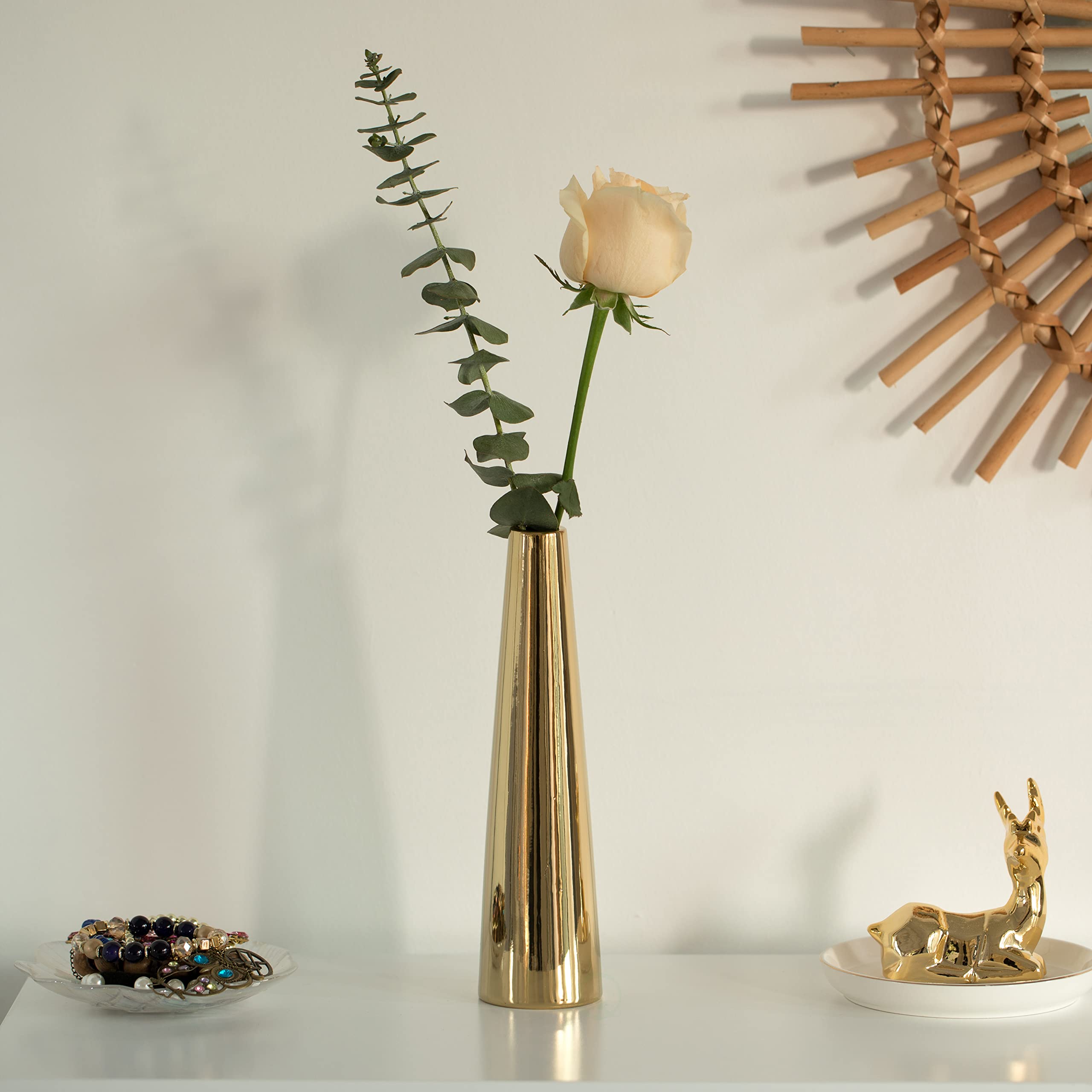 シルバー コーン型 花瓶 Amazon.co.jp: 8インチ コンテンポラリー セラミック コーン シェイプ