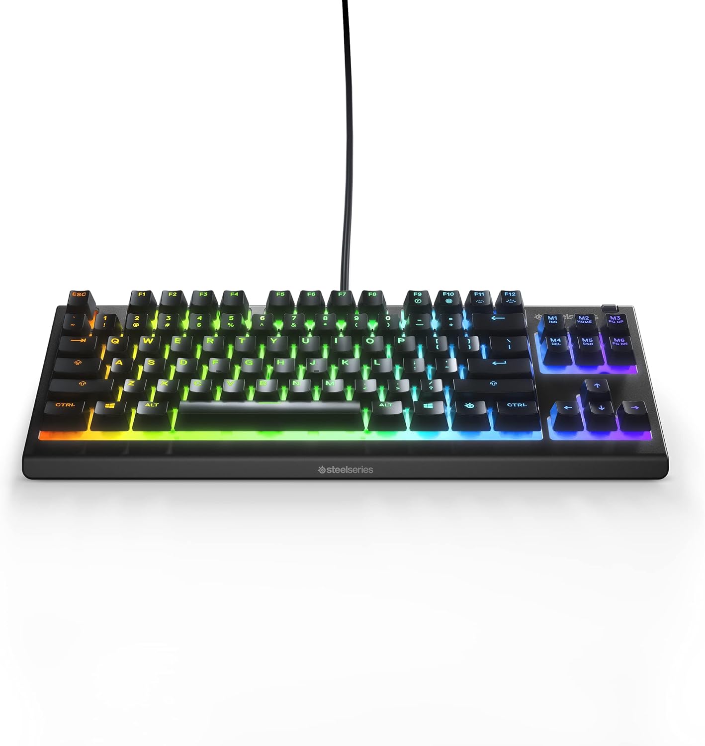 SteelSeries Apex 3 TKL RGB Gaming Keyboard – Tenkeyless Compact Form Factor - 8-Zone RGB Illumination – IP32 Water & Dust Resistant – Whisper Quiet Gaming Switch – Gaming Grade Anti-Ghosting (Renewed)