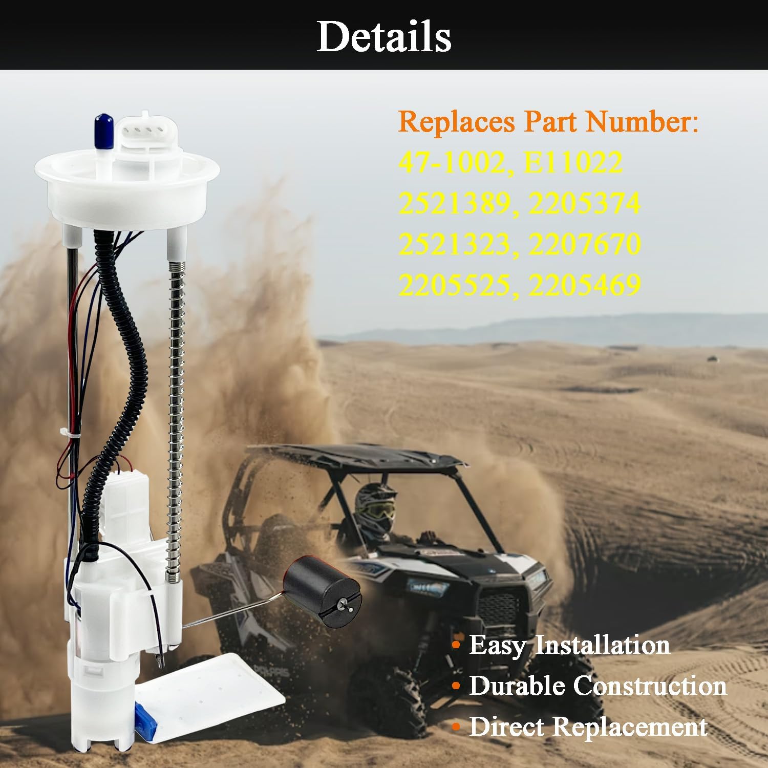 LLANDDER Electric Fuel Pump Assembly Compatible with Polaris Sportsman 450 570 850 1000 XP 2014-2016, Scrambler 850 1000, Hawkeye 325, Replaces 47-1002 2205469 2521389 2205374 2521323 2205525