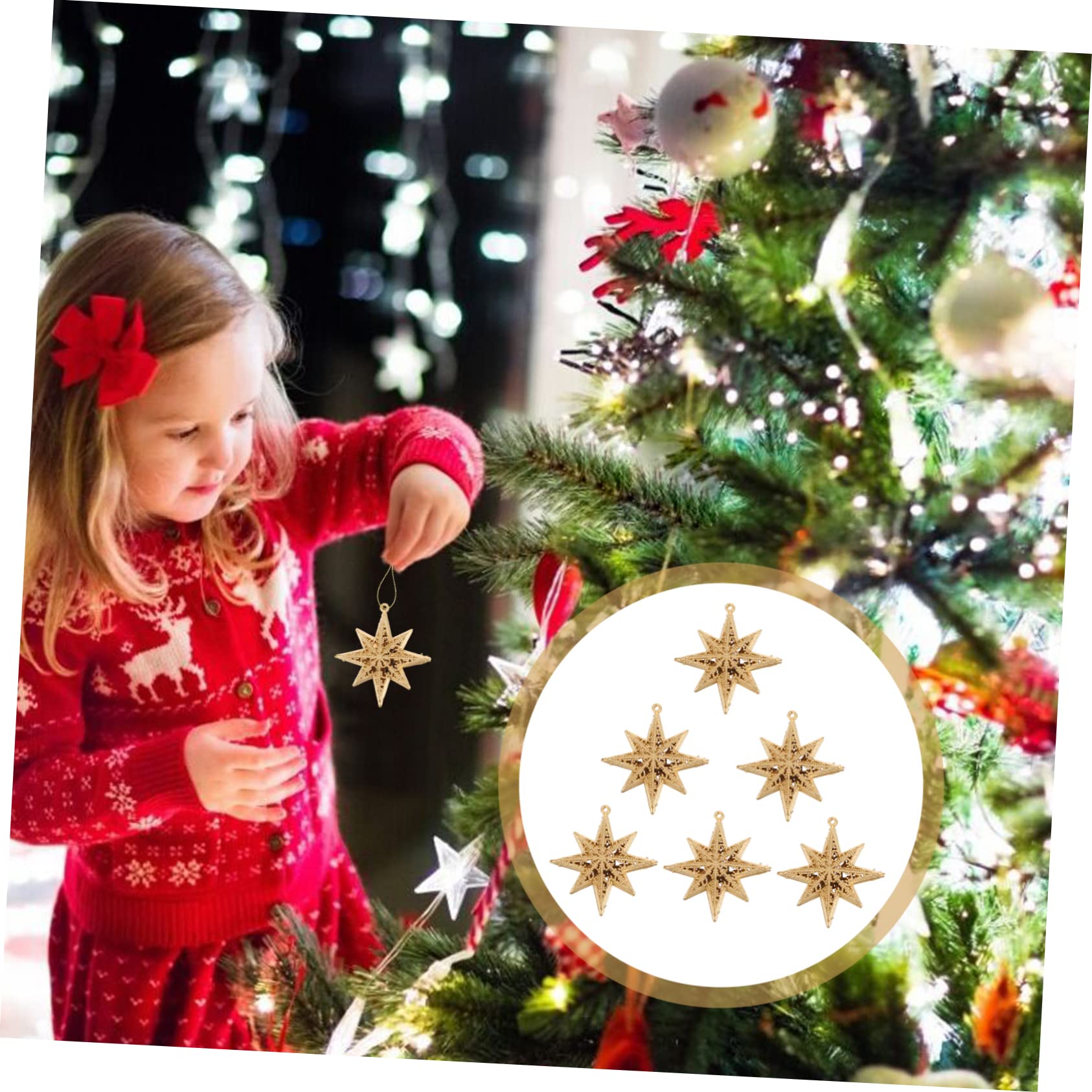 Alipis 5 Sätze Goldener Sternanhänger Ornamente Sternverzierungen Goldener Stern Weihnachtsschmuck Glitzersterne Baumspitze Weihnachtsstern Glitzersterne Stern Plastik Golden 6 Stücke * 5