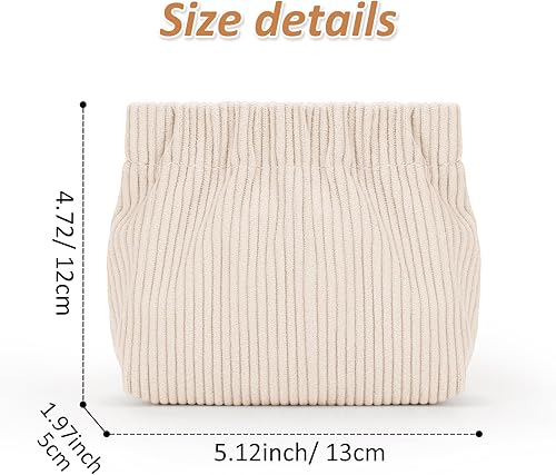 Miniatura 2 de WantGor Bolsa de maquillaje elástica de pana, 4 piezas de mini bolsas de almacenamiento de cosméticos, monedero pequeño, organizador de corbatas