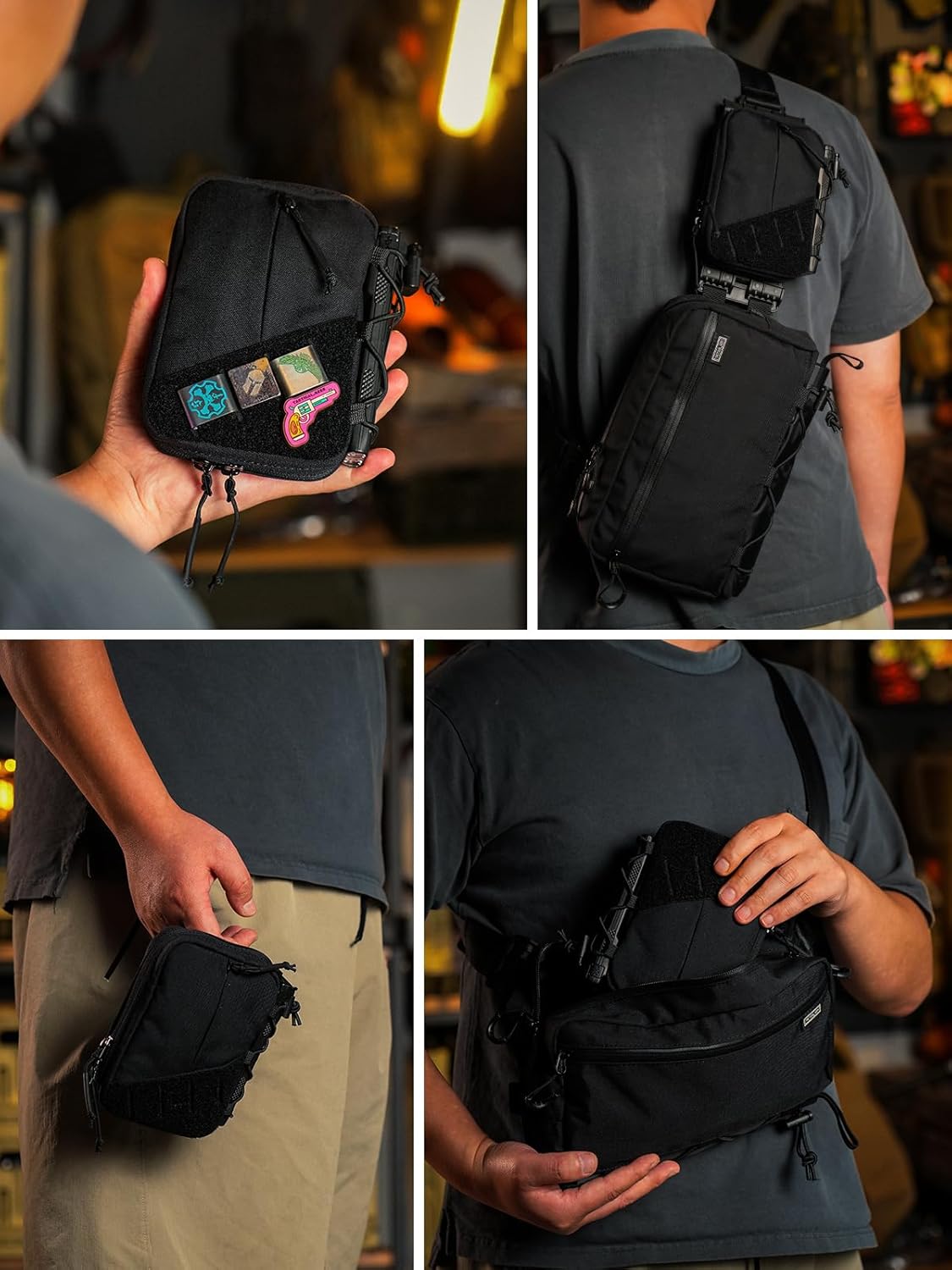 TACTICAL GEEK Block E4.0 EDC Compact Waist Pouch, Utility Pocket Organizer with Elastic Cord, Nylon Dual-Directional Zippers Tool Pouch, Multi-Purpose Small Gadget Organization for Daily Carry(Black) - Image 5