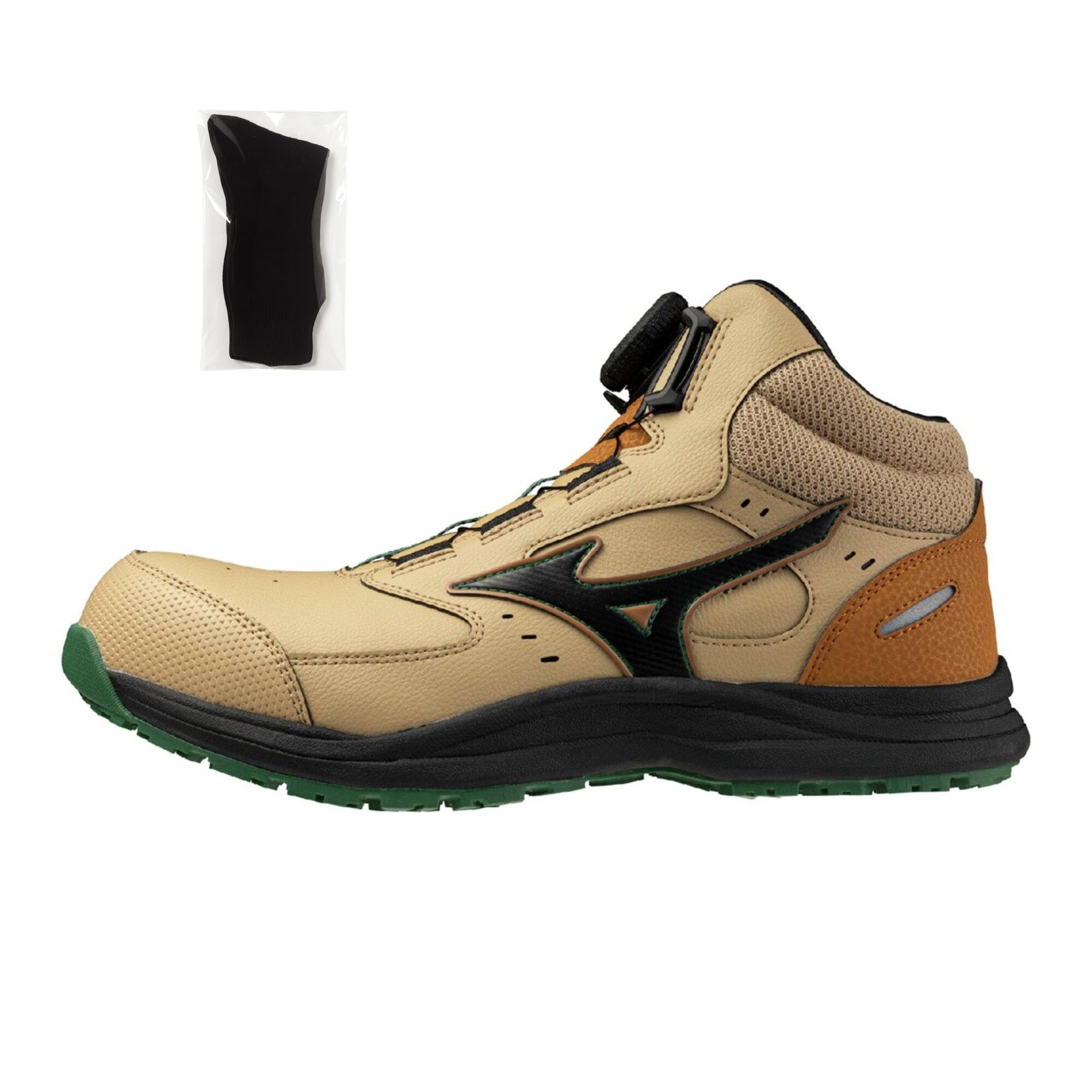 【3月下旬発売・ミズノ正規取扱店】安全靴 オールマイティ LSIII74M BOA ハイカット JSAA A種 軽量 MIZUNO ENERZY メンズ 作業用 ＋ 靴下1足セット