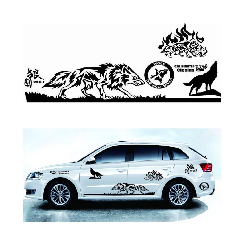 GIFTCITYWolf Personalize Automobile Decorative Sticker Set，Removable Waterproof and Self-Adhesive PVC Auto Stickers