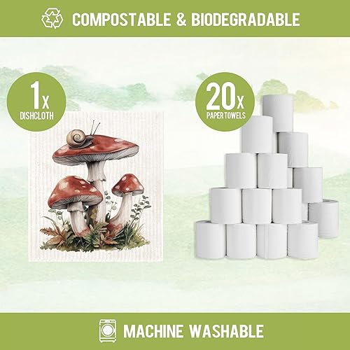 Miniatura 2 de Morigins Paños de cocina suecos, paños de cocina florales, paños de esponja absorbentes reutilizables y trapos de cocina reutilizables