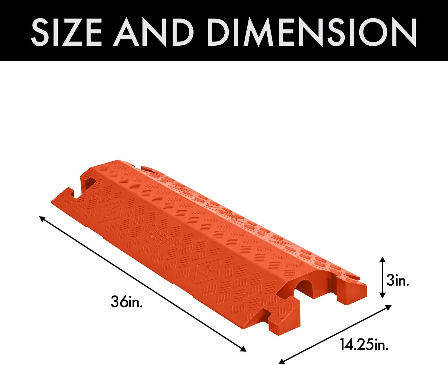 🔥 Cashback up to 70% Linebacker CP1X225-GP-DO-O Polyurethane Heavy-Duty General-Purpose 1-Channel Drop-Over Cable Protector with 2.25 Channel and T-Shaped Connectors, Orange, 36 Length x 14.25 Width x 3 Height
