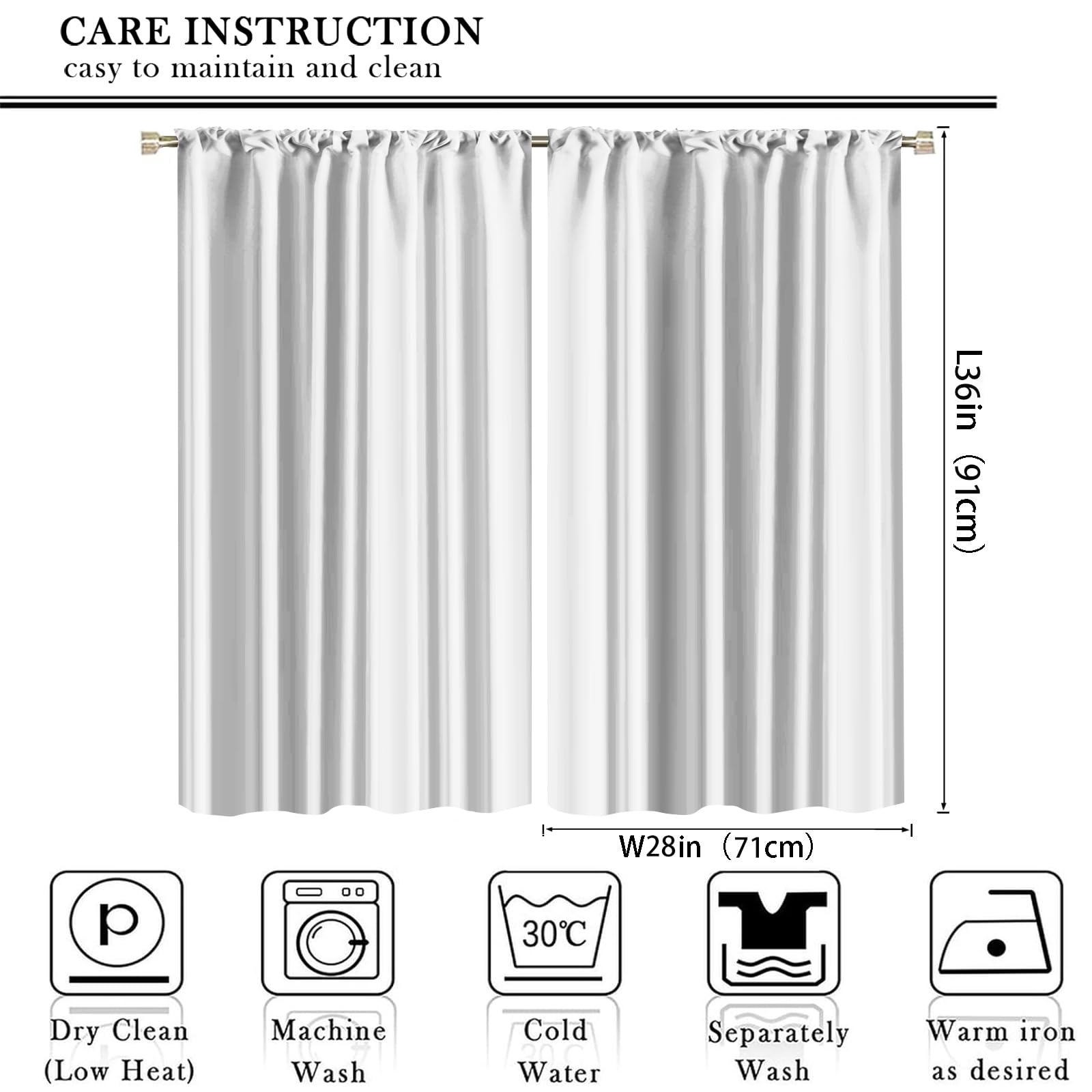 ZAMODE Polar Bear Baby Small Curtains, Cute Polar Bear Extreme Cold Forest Curtains 36 Inch Length Rod Pocket Curtains for Kitchen Bathroom Wardrobe Basement Curtains 28 x 36in X 2 Panels