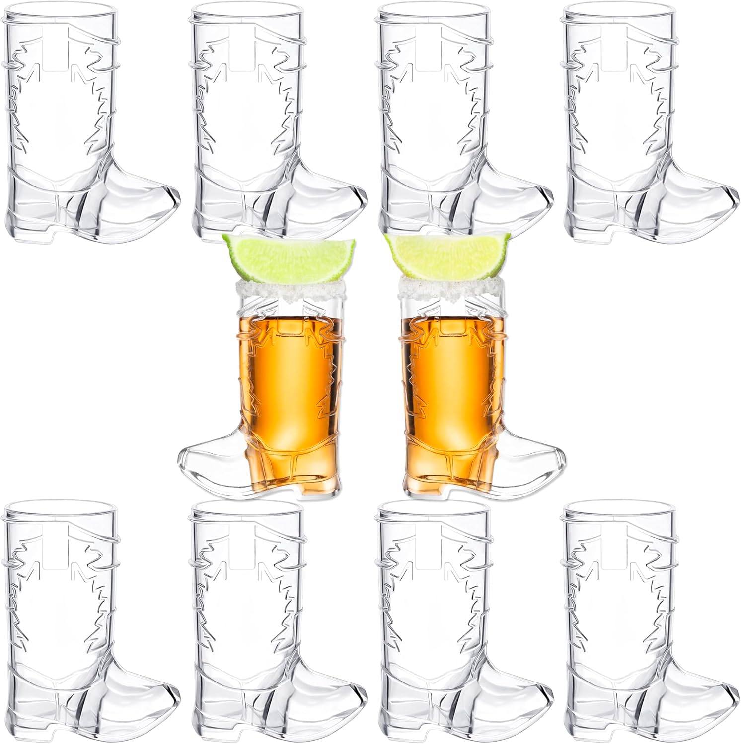 BASHOUT 2 Ounce Cowboy Boot Shot Glasses 10pcs Pack