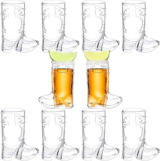 2 Ounce Cowboy Boot Shot Glasses | 10pcs Pack Double Ounce Plastic Shot Glass | Western Boot Shot Glasses for Parties | Bachelor Bachelorette Cowboy Parties | 4th of July Shot Glasses