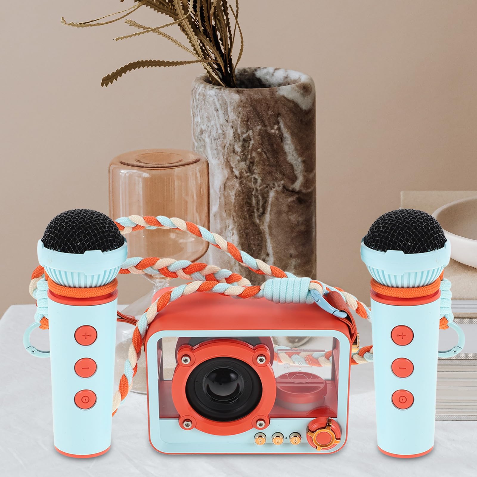 Ciieeo Micrófono Portátil de Karaoke Inalámbrico con Altavoz Inalámbrico Abs, Batería de Larga Duración para Picnics y Camping en Casa