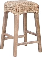 Vista 10 de JONATHAN Y CSL1101A Maui 25.5 pulgadas, taburete rústico bohemio de jacinto/madera sin respaldo para el hogar, cocina, comedor, espacios de trabajo