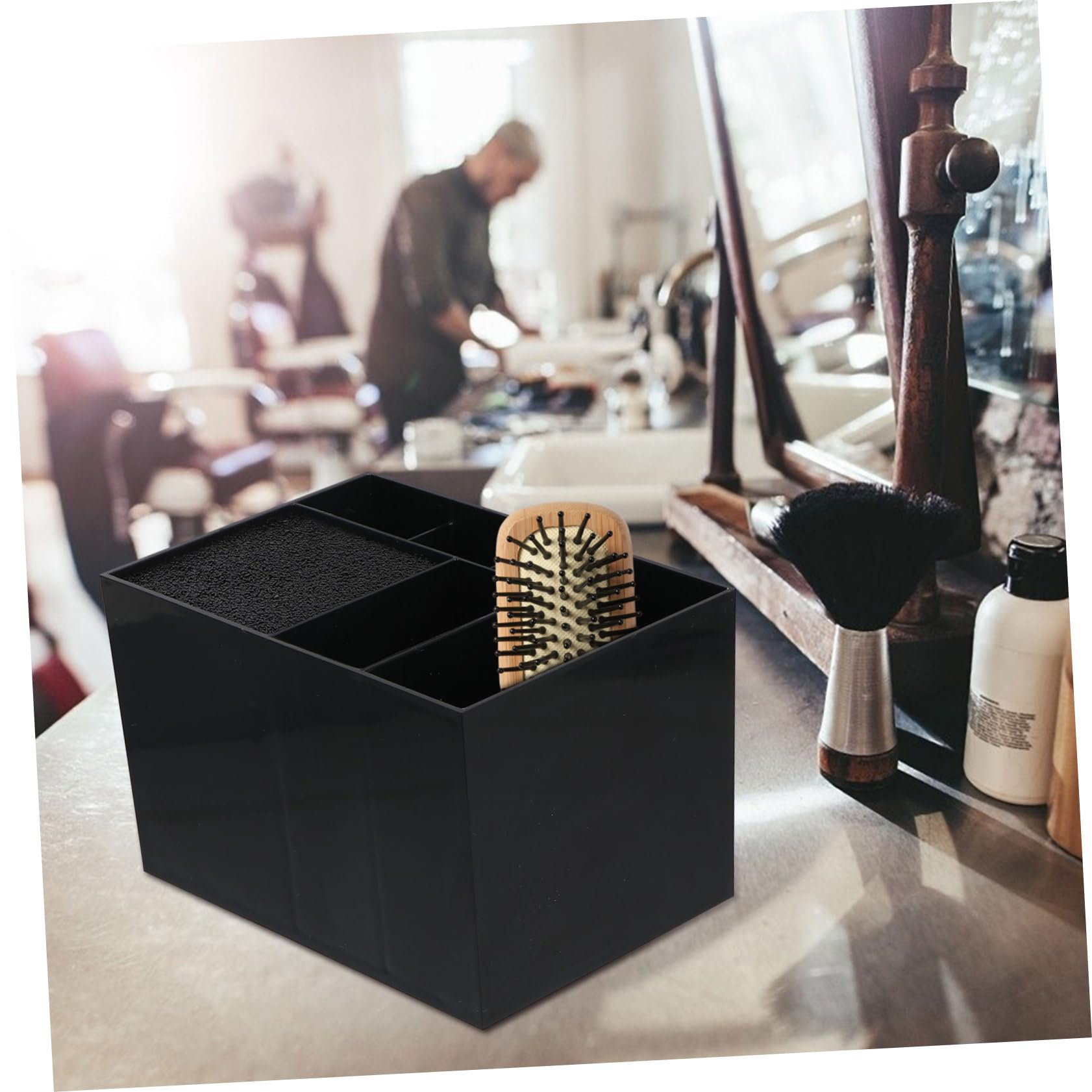 Scatola Organizer da Salone e Pettini, Plastica Nera