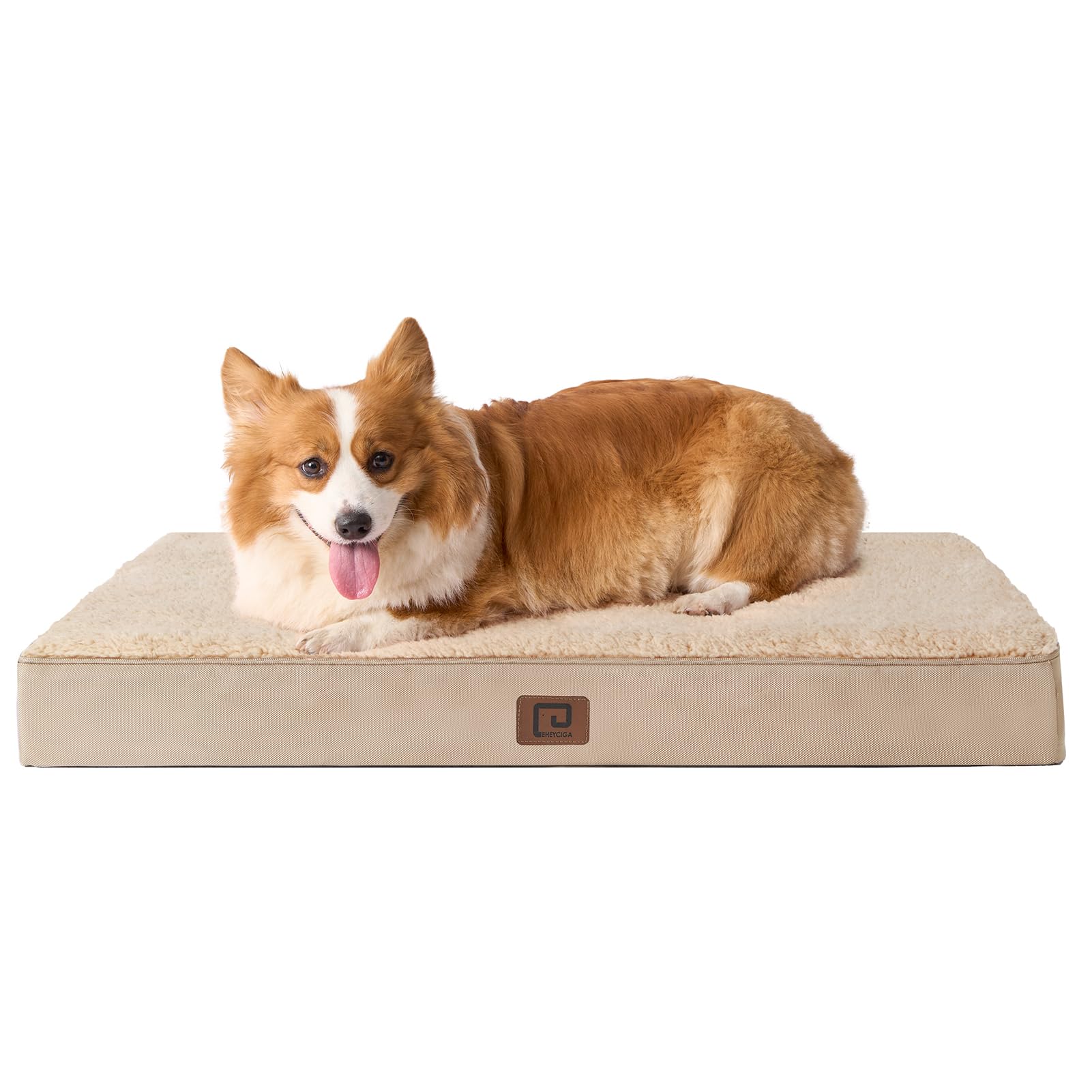 EHEYCIGA Cuccia Cane Interno Taglia Media, (89L x 58W cm) Ortopedica Cuscino per Cani, Cuscino Cane Sfoderabile e Lavabile, Ortopedico Lettino per Cani, Orthopedic Dog Bed, Cachi