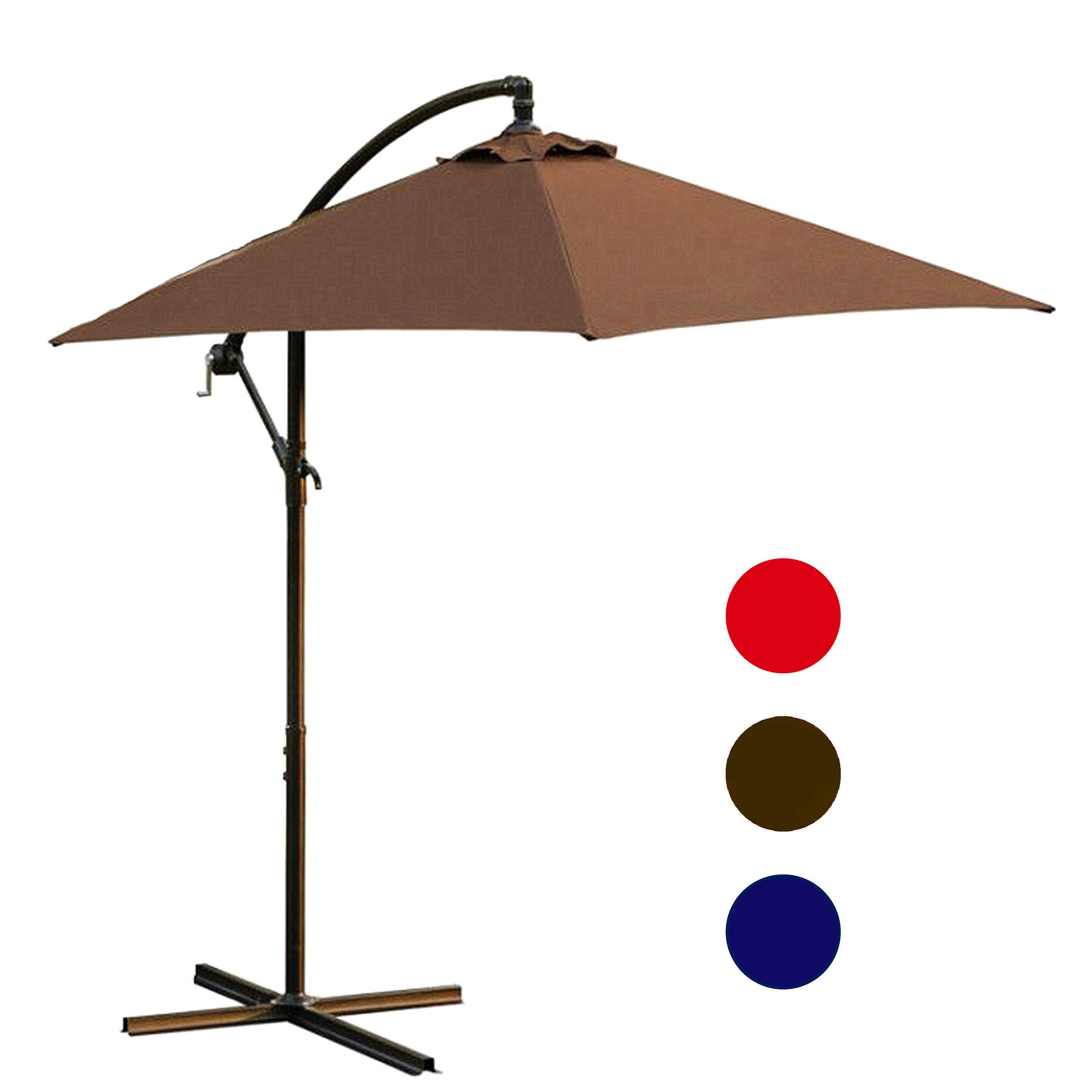 Lokatse Home 10 Ft Offset Outdoor Cantilever Hanging Umbrella For Patio With Crank Cross Base 3 Large Brown Buy Online In India At Desertcart