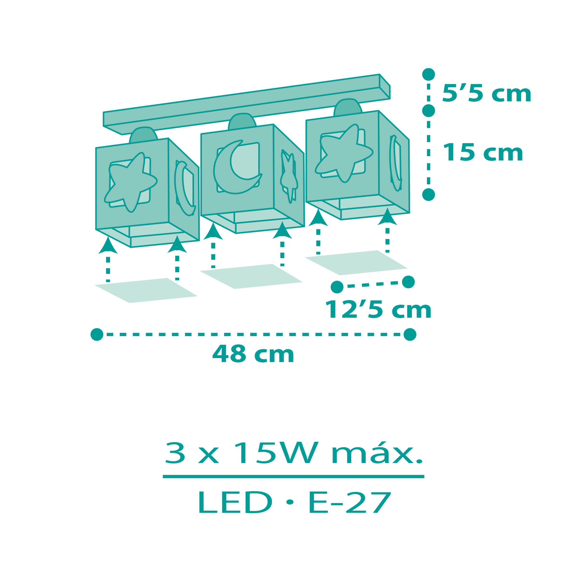 Lampada A Soffitto Dalber Moonlight Verde – Design Luna E Stelle, Luce Calda E Decorativa
