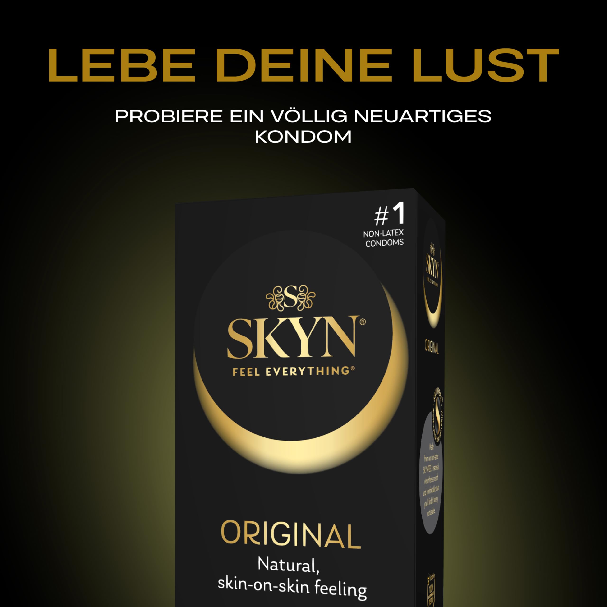 SKYN Original Kondome 40 Stück - SKYNFEEL Latexfreie für Männer, Normale Größe, Stark und Dünn, Glatte Gerade Form, Geschmiert, 53 mm Breit
