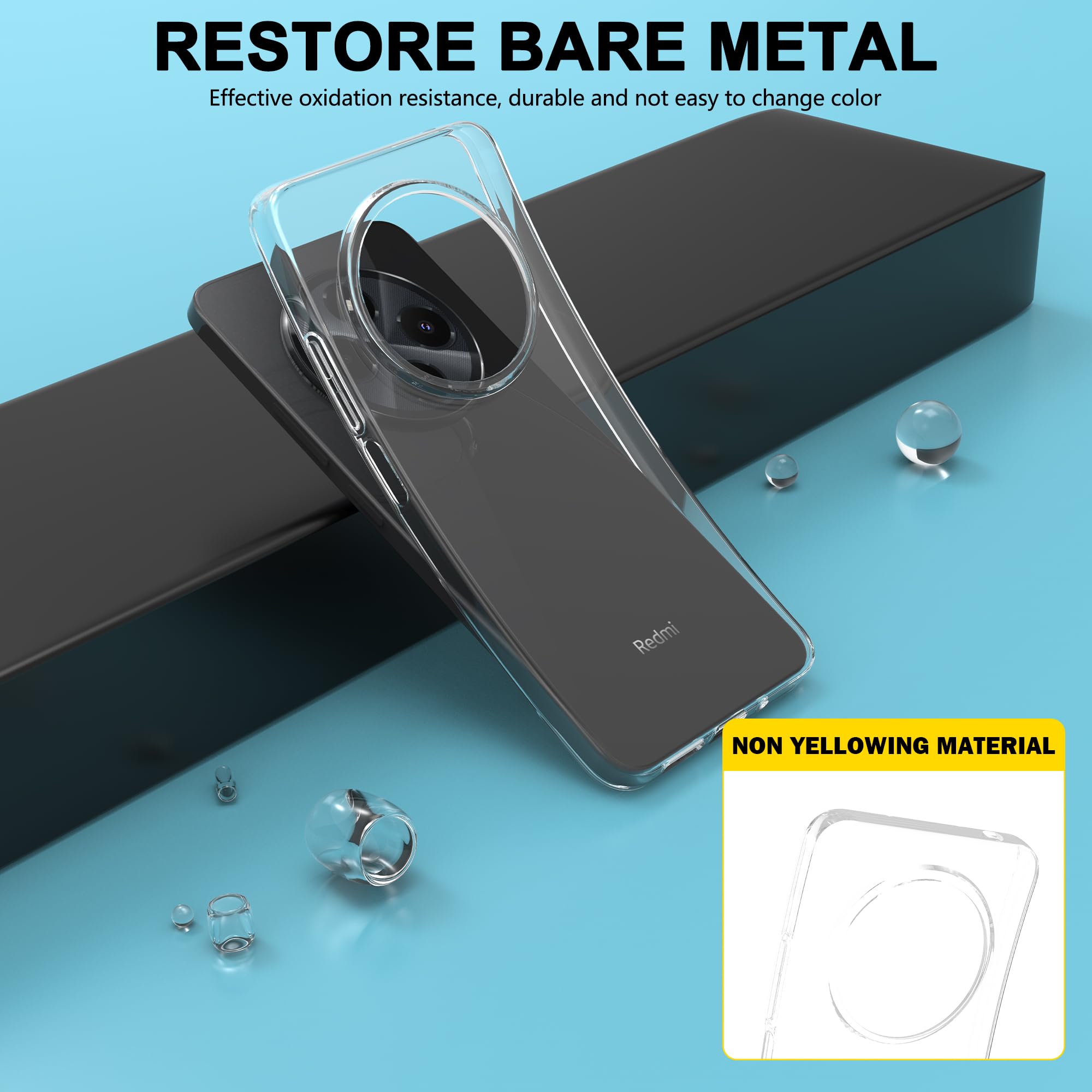 Cover Xiaomi Redmi 14C 4G: Custodia Trasparente In Silicone TPU + Vetro Temperato Incluso. Protezione Totale.