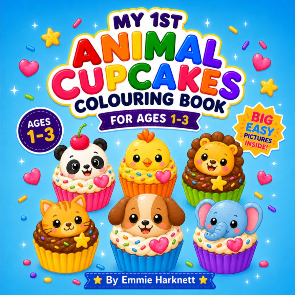 My 1st Animal Cupcakes Colouring Book for Ages 1-3: Big Simple Animal-Themed Cupcake Characters with Bold Easy Pictures for Little Hands