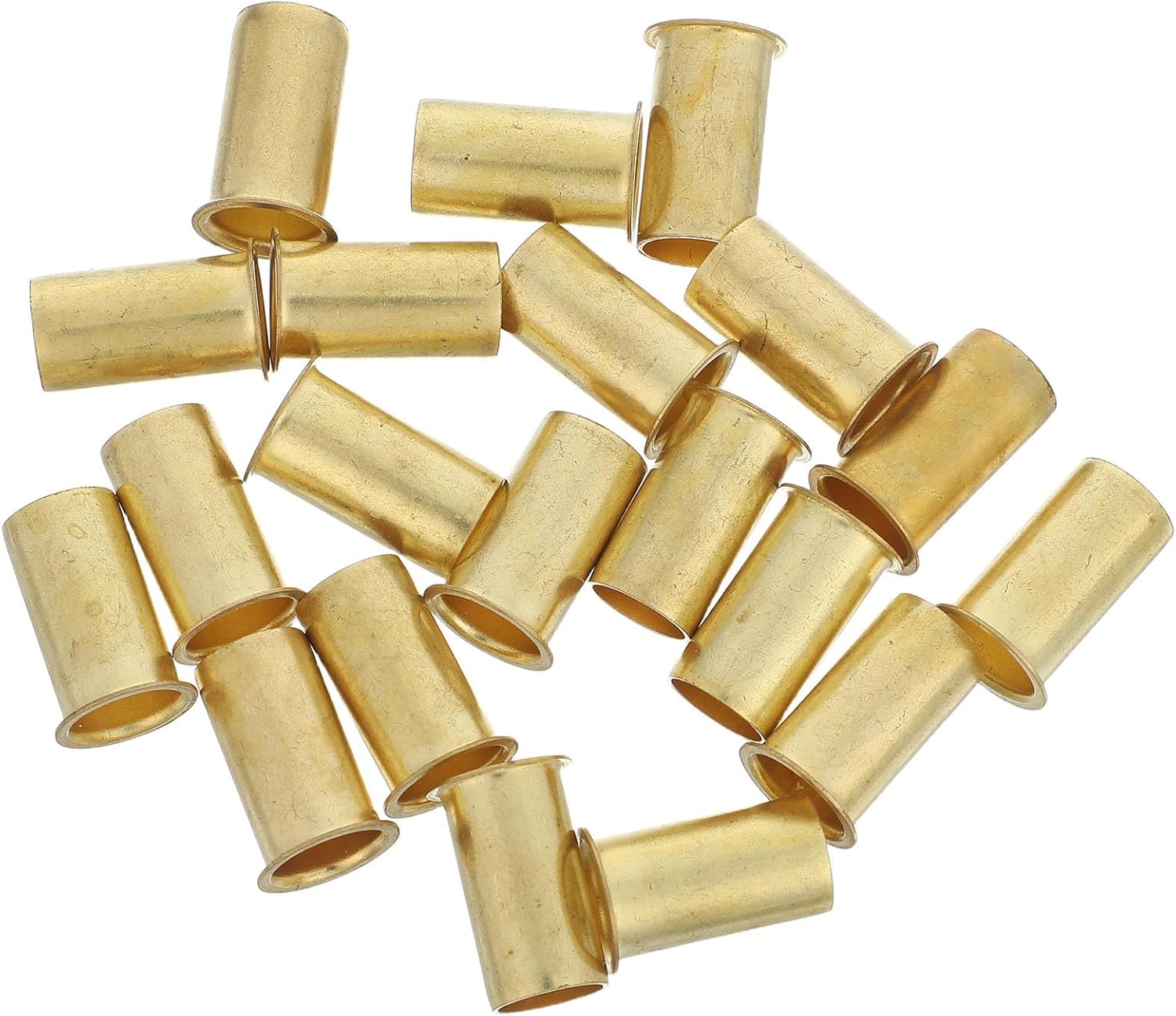 20pcs Brass Compression Sleeve Fittings Tube Insert Connectors | 10mm Size, Golden Brass Finish, Marine Oil Lines and Tube Use, Household Maintenance and Home Plumbing Repair
