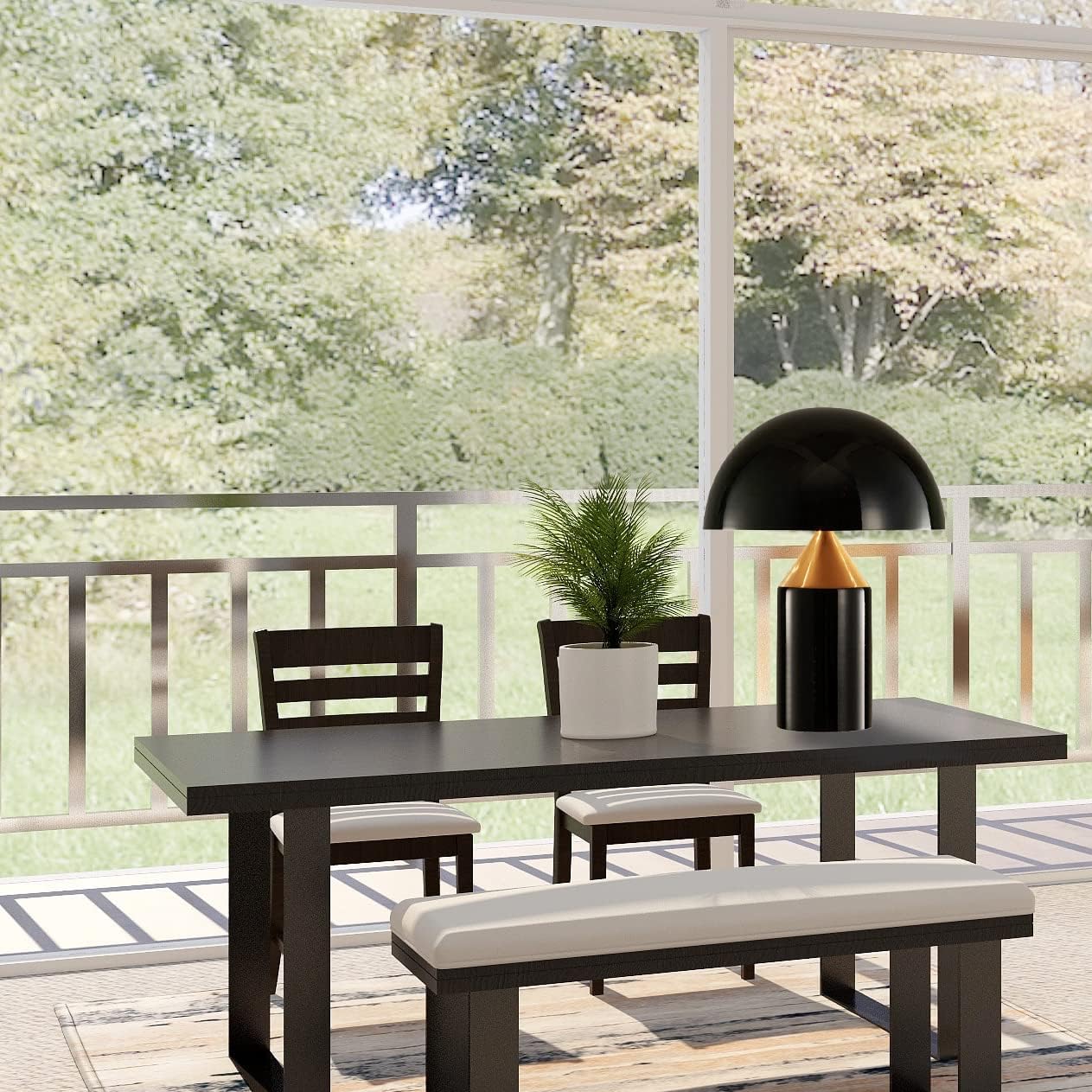 Meefad Mushroom Bedside Lamp, Modern Table Lamp with Heavy Base, Dome Shaped Night Light, Accent Lamp for Bedroom Reading Nightstand (Black)