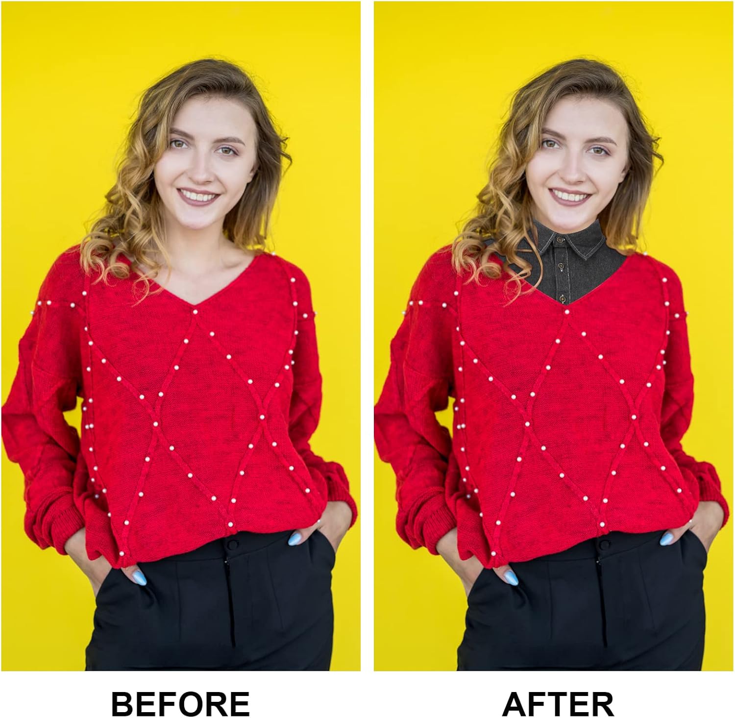 XEPST 2 Pieces Womens Fake Collar Detachable, Half Shirts Blouse Collar Solid Color Denim Fake Collar False Shirt Collar Dickey Collars Removable Choker Blouse Top for Women Girls Decorative Favors - Image 4