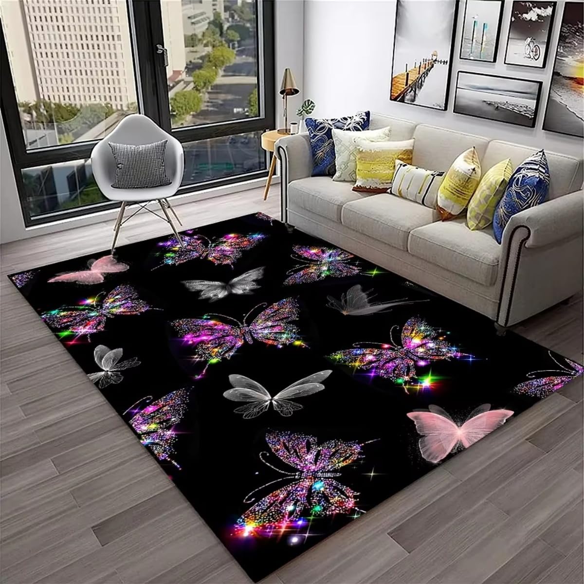 Tapis papillon antidérapant et doux en flanelle pour sécuriser et décorer la chambre de votre fille