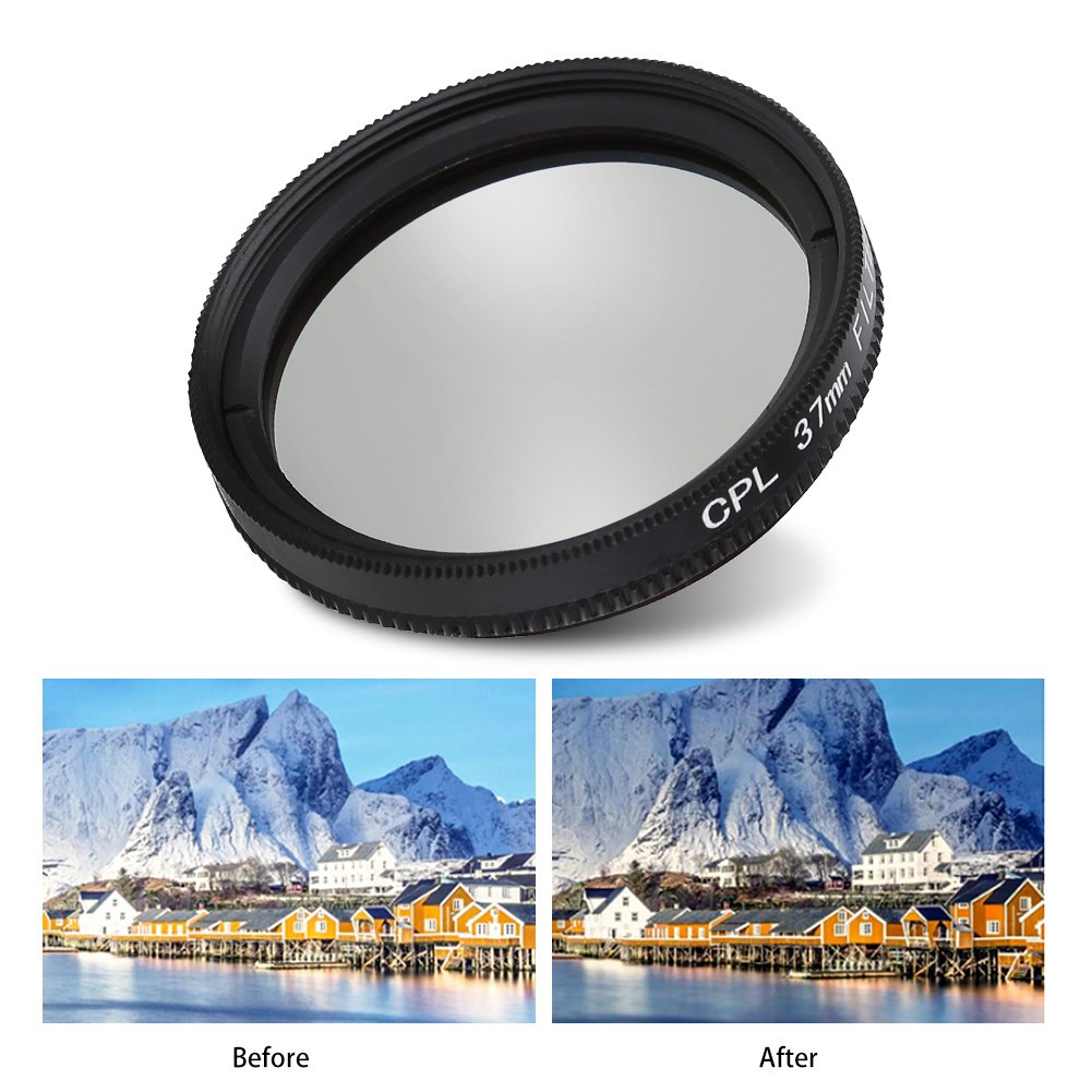 Elerose Filtre Polarisant Circulaire 37mm Avec Capuchon Pour Xiaomi Yi 4K - Bague Adaptateur