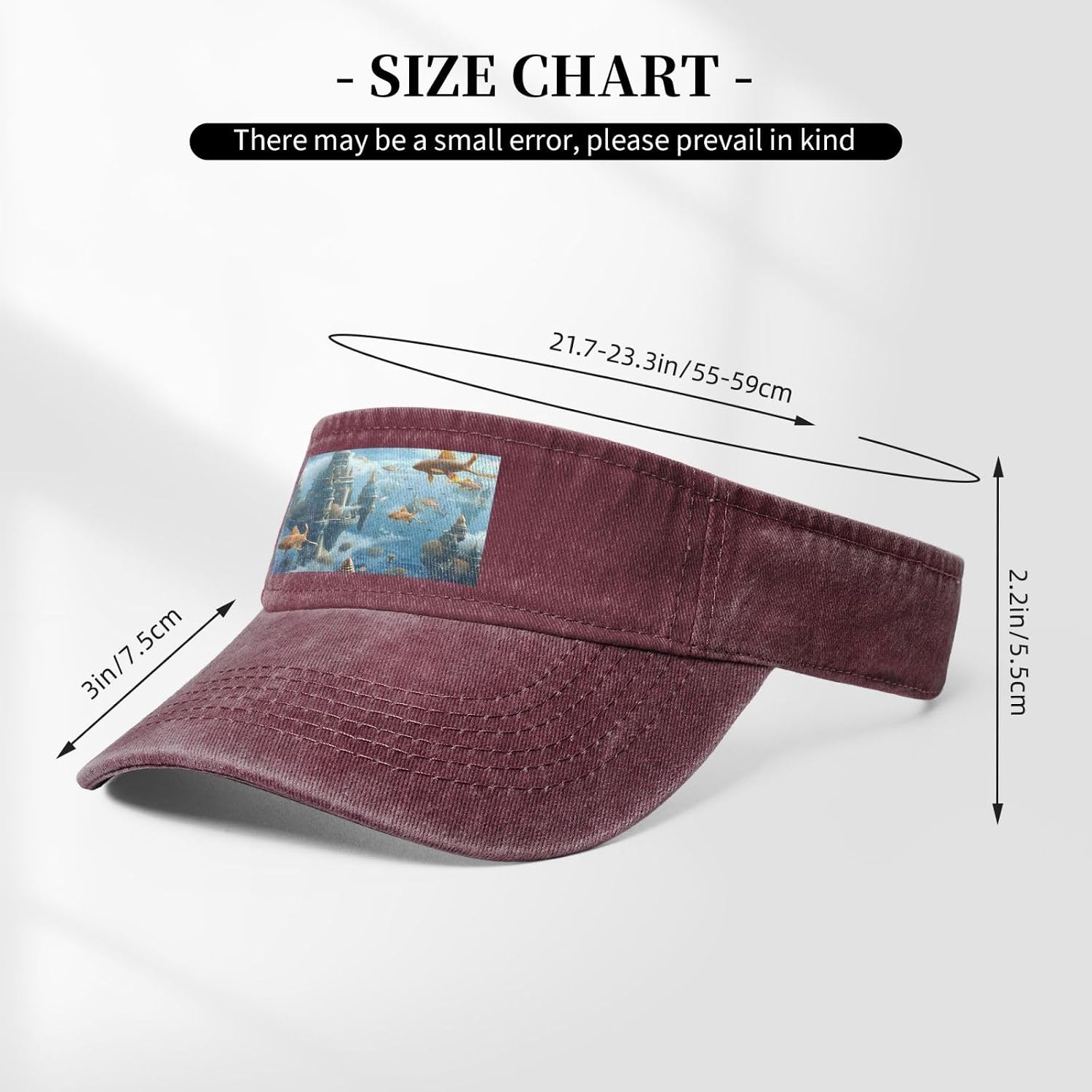 Sun Hats for Men Women Summer Sport Empty top Baseball Cotton with for Beach, Summer & Outdoor Activities Floating City of Fish Schools in The Clouds Red
