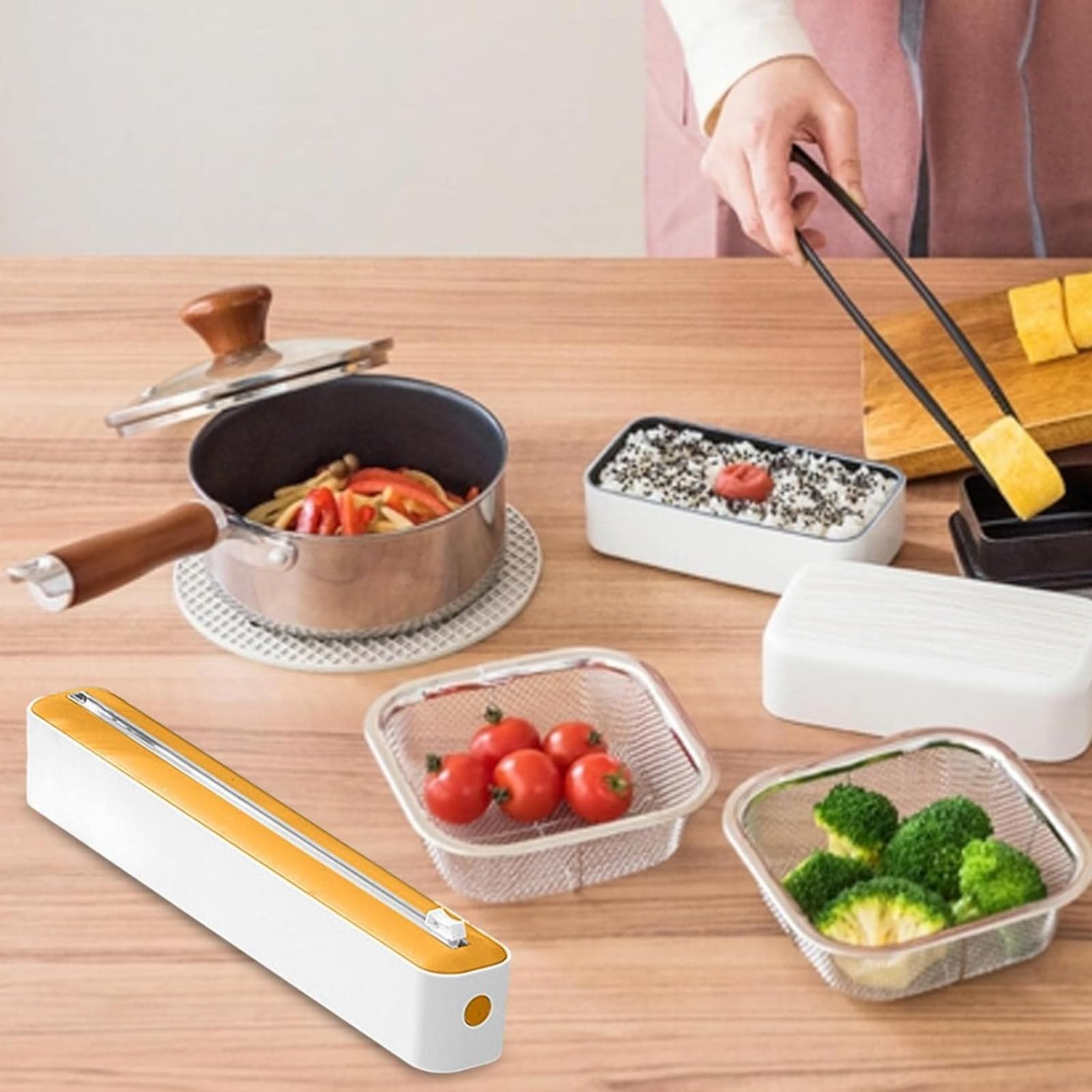 Distributeur De Film, Rangement Papier Alu Et Film Alimentaire, Boîte De Découpe De Film Alimentaire, Distributeur De Film Alimentaire avec Cutter, Dérouleur Film Alimentaire pour Cuisine