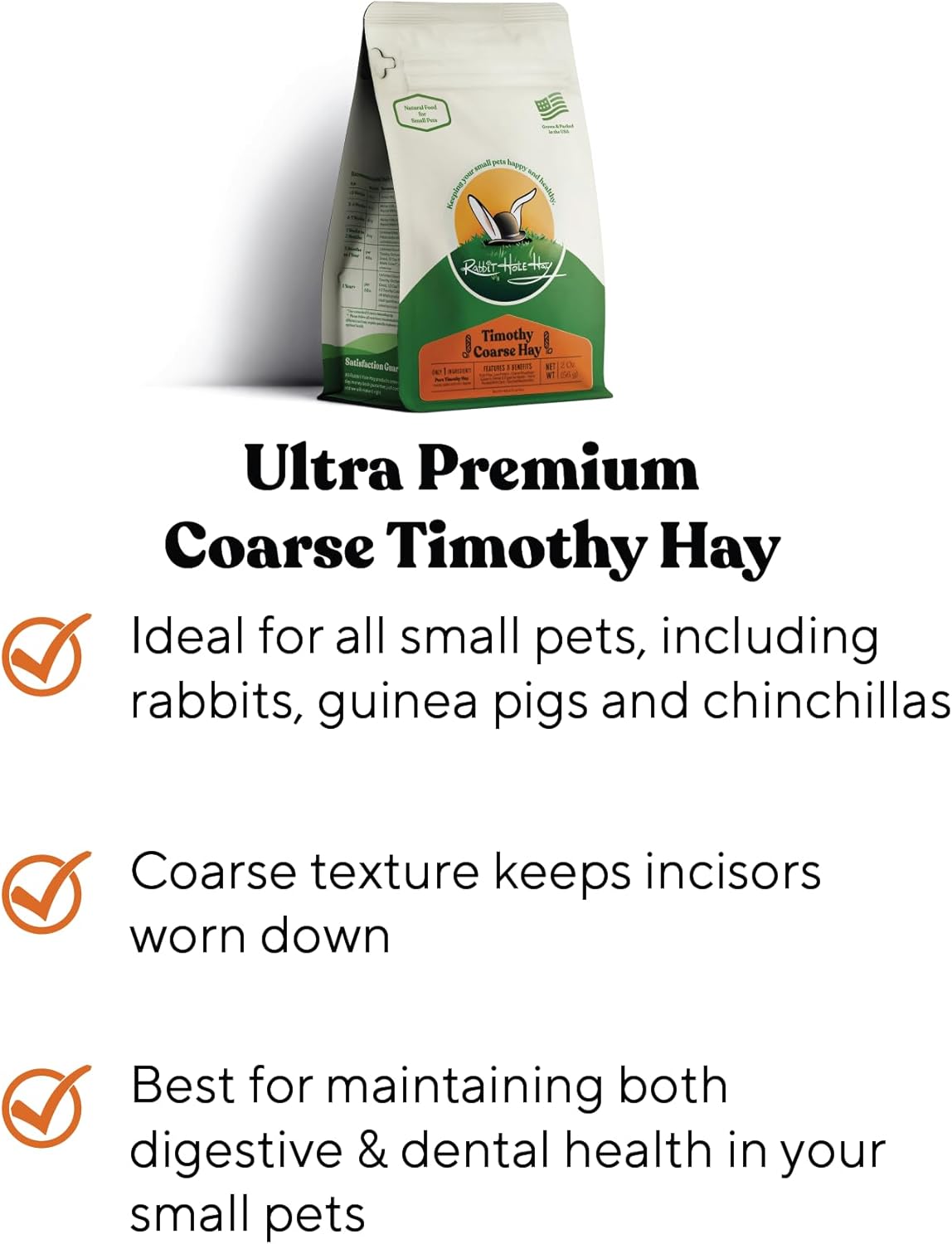 Rabbit Hole Hay - Ultra Premium Coarse Timothy Hay for Small Pets - 5 lb Box - Hand-Selected