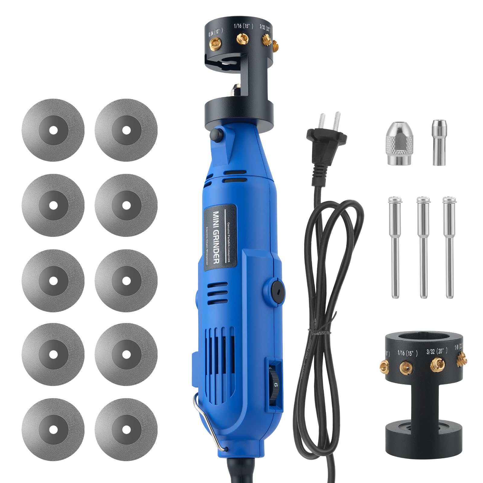 Elektrodenschleifer Für Wig Schweißen, 260w Wolfram Elektrodenschärfer-Set Mit Flachem Schleifblock Für Schweißen, 6 Größen, 8 Winkel, Wig Schleifgerät Mit Abtrennschlitz Und 3 CNC-Dorne