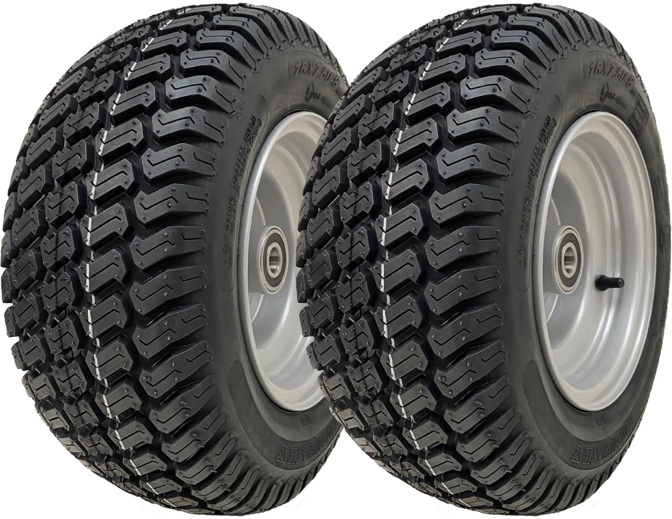 16 x 7,50–8 Rasenmäher-Rad, 4-lagig, P332, Reifen, Stahlfelge, 25 mm Kugellager, 2 Stück