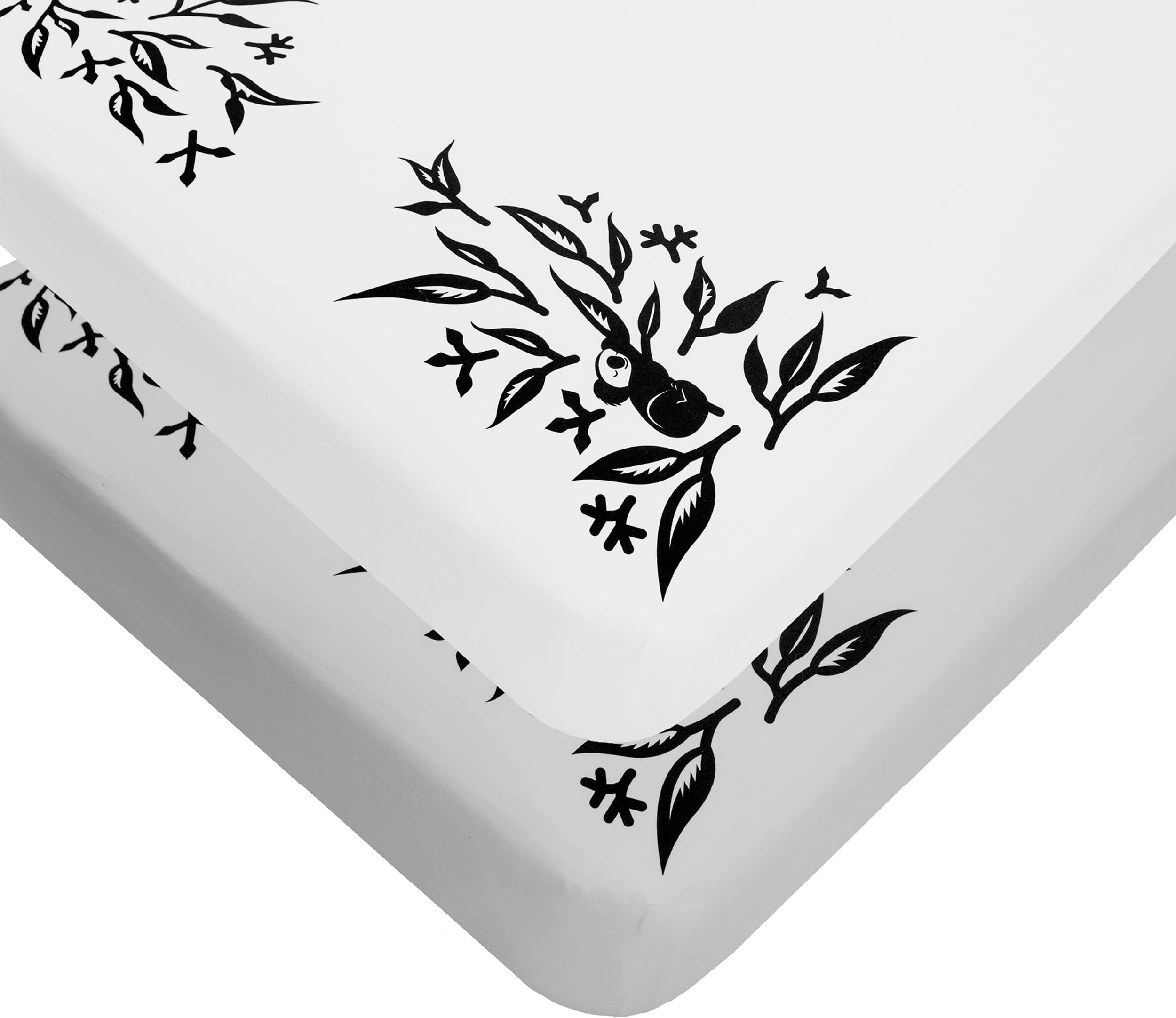 Smart Sheets Works with All Nanit Cameras to Measure Your Baby's Growth, 100% Cotton Fitted Sheets, Pebble Grey and White, One Size, Crib, 2 Count