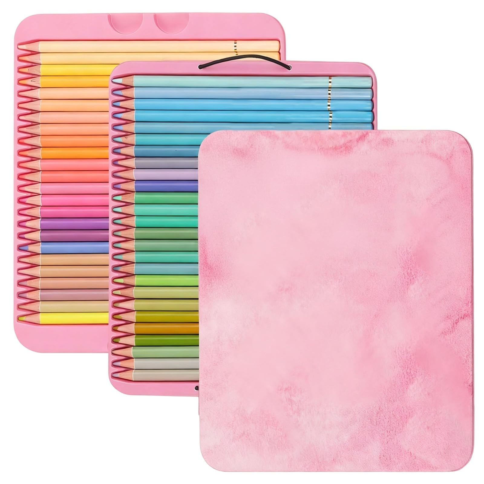 50 Macaron Buntstifte, Pastellset für Künstler, weiche glatte Mine zum Ausmalen für Erwachsene, satte lebendige Farben, tragbare Metallbox, Kunstbedarf für Zeichnen und Malen, im praktischen Etui