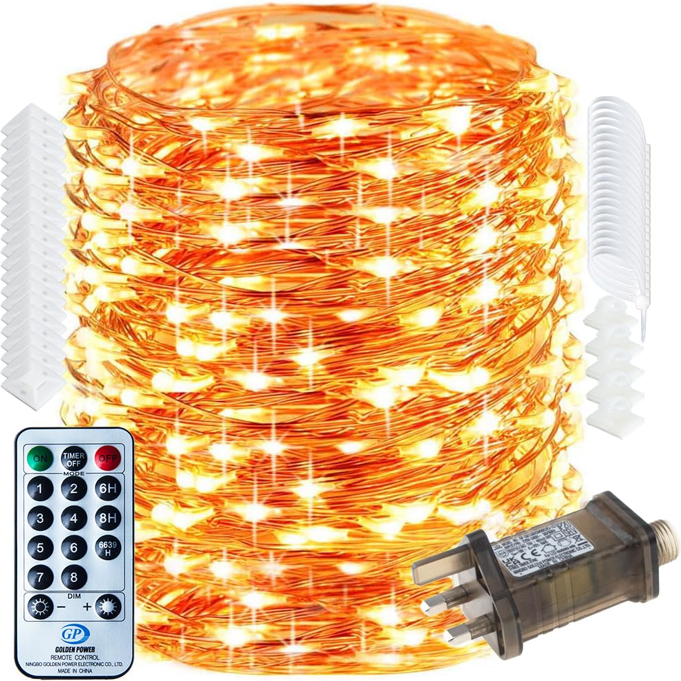 RcStarry Fairy Lights Plug in, 100M 1000LED Copper Wire Fairy Lights Warm White, 333ft LED Fairy String Lights Mains Powered with Remote, Timer, 8 Modes, Memory, Waterproof for Indoor Outdoor Decor [Energy Class A]
